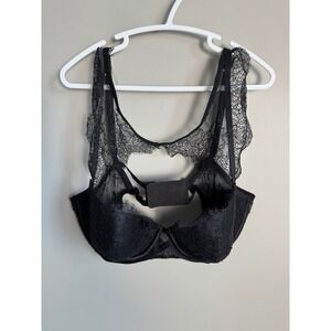Victoria's Secret Very Sexy Lined Demi Bra Floral Lace Black Goth Coquette 34C